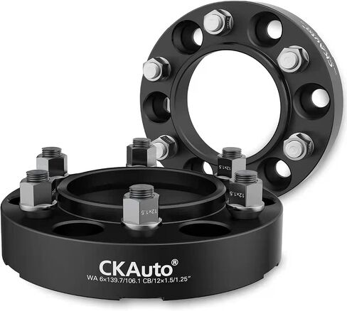 CKAuto 4 عبوات فواصل عجلات مركزية 6x5.5، فواصل عجلات 2.00 بوصة 6x139.7 مم، تجويف مركزي 106.1 مم مع مسامير M12x1.5 in Kuwait