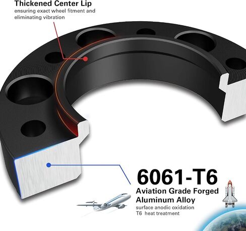 CKAuto 4 عبوات فواصل عجلات مركزية 6x5.5، فواصل عجلات 2.00 بوصة 6x139.7 مم، تجويف مركزي 106.1 مم مع مسامير M12x1.5 in Kuwait