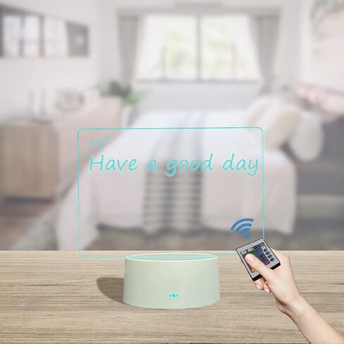 لوح مسح جاف من الأكريليك 16 لونًا يمكن التحكم فيه عن بعد في الضوء مقاس 7.3 × 5 × 0.2 بوصة، لوحة مذكرة شفافة لسطح المكتب، تتضمن علامات المسح الجاف، ضوء ليلي قابل لإعادة الكتابة مع لوحة رسائل، هدية مصباح مكتب خفيف ناعم in Kuwait