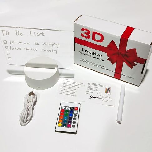 لوح مسح جاف من الأكريليك 16 لونًا يمكن التحكم فيه عن بعد في الضوء مقاس 7.3 × 5 × 0.2 بوصة، لوحة مذكرة شفافة لسطح المكتب، تتضمن علامات المسح الجاف، ضوء ليلي قابل لإعادة الكتابة مع لوحة رسائل، هدية مصباح مكتب خفيف ناعم in Kuwait