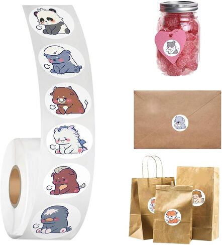 500PCS Animal Stickers 1 Inch Animal Snake Roll Stickers Envelope Stickers Cute Vinyl Waterproof Round Stickers Label Tag Seal Sticker for for Kids Teens Birthday Party Decor Supply Reward in Saudi Arabia
