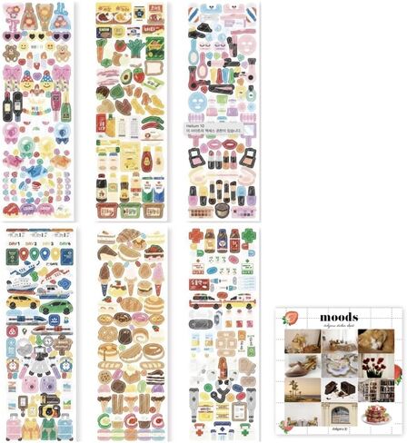Cute Essential Kawaii Aesthetic Stationery Sticker Pack - 6 Sheets (310+ Stickers) - for Planners, journals, scrapbooks, Gifts, Kpop photocards, polcos + 1 dalgaru Sticker Sheet in Saudi Arabia