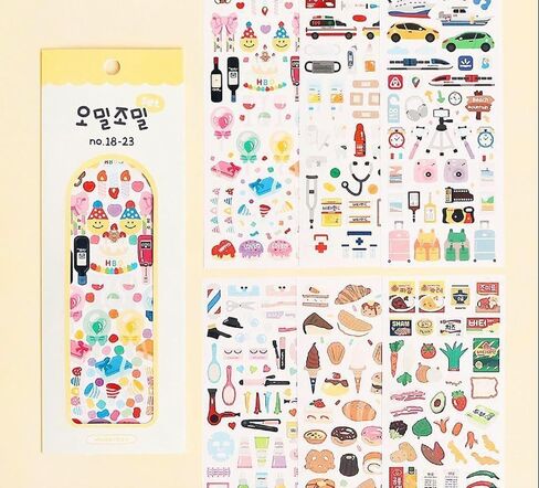 Cute Essential Kawaii Aesthetic Stationery Sticker Pack - 6 Sheets (310+ Stickers) - for Planners, journals, scrapbooks, Gifts, Kpop photocards, polcos + 1 dalgaru Sticker Sheet in Saudi Arabia