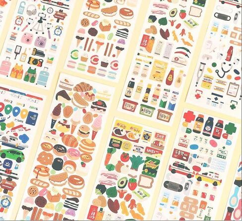 Cute Essential Kawaii Aesthetic Stationery Sticker Pack - 6 Sheets (310+ Stickers) - for Planners, journals, scrapbooks, Gifts, Kpop photocards, polcos + 1 dalgaru Sticker Sheet in Saudi Arabia