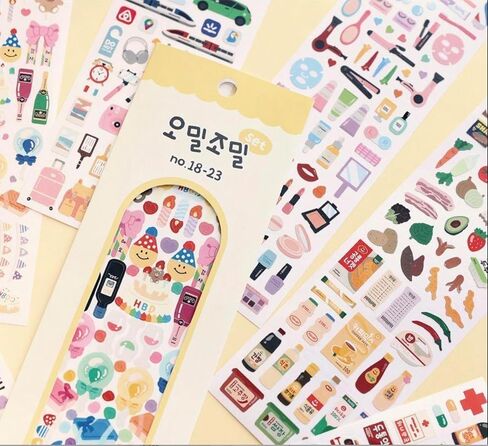 Cute Essential Kawaii Aesthetic Stationery Sticker Pack - 6 Sheets (310+ Stickers) - for Planners, journals, scrapbooks, Gifts, Kpop photocards, polcos + 1 dalgaru Sticker Sheet in Saudi Arabia