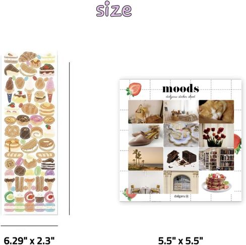 Cute Essential Kawaii Aesthetic Stationery Sticker Pack - 6 Sheets (310+ Stickers) - for Planners, journals, scrapbooks, Gifts, Kpop photocards, polcos + 1 dalgaru Sticker Sheet in Saudi Arabia