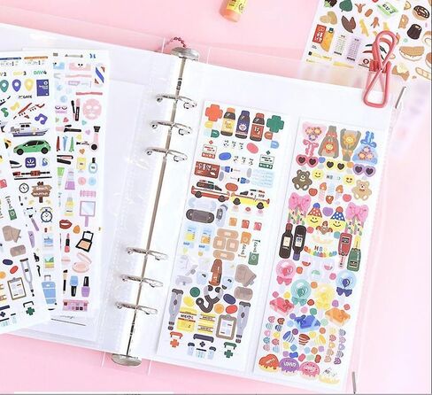 Cute Essential Kawaii Aesthetic Stationery Sticker Pack - 6 Sheets (310+ Stickers) - for Planners, journals, scrapbooks, Gifts, Kpop photocards, polcos + 1 dalgaru Sticker Sheet in Saudi Arabia