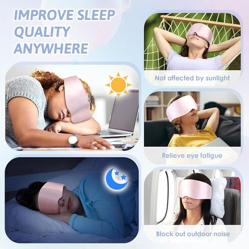 Full Coverage Sleep Eye Mask, Fits Face Breathable Comfort Eye Mask 99% Light Blocking, Simulated Silk Satin with Adjustable Shoulder Strap Storage Bag for Women Men Travel Home Rest (Black) in Saudi Arabia