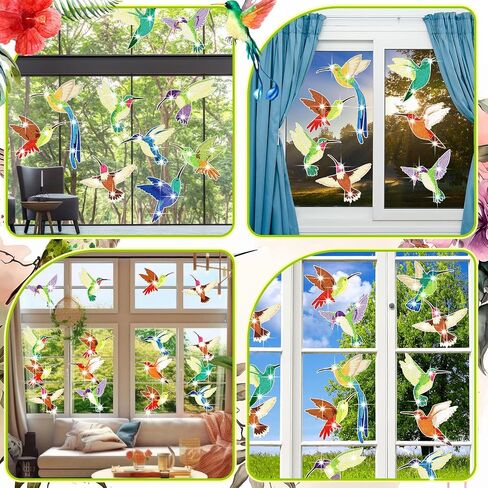 Gueevin 12 Pcs Diamond Painting Window Clings Kits Diamond Art Kits for Kids Glass Window Clings DIY Craft Kits Cute Diamond Art Painting Ornament for Adults Women Kids Gifts(Bird) in Saudi Arabia