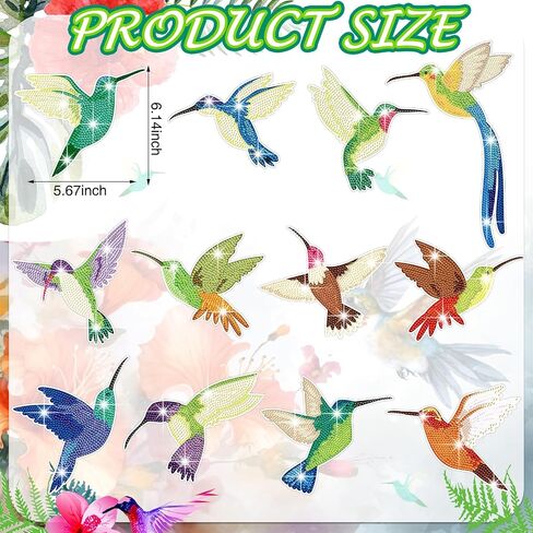 Gueevin 12 Pcs Diamond Painting Window Clings Kits Diamond Art Kits for Kids Glass Window Clings DIY Craft Kits Cute Diamond Art Painting Ornament for Adults Women Kids Gifts(Bird) in Saudi Arabia