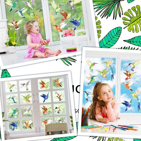 Gueevin 12 Pcs Diamond Painting Window Clings Kits Diamond Art Kits for Kids Glass Window Clings DIY Craft Kits Cute Diamond Art Painting Ornament for Adults Women Kids Gifts(Bird) in Saudi Arabia