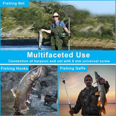Telescopic Fishing Gaffs, 2.8FT to 5FT Fishing Gaff Pole with 8mm Screw Telescopic Gig Pole Capable for Fishing Hook Harpoon Stainless Steel Material in Saudi Arabia