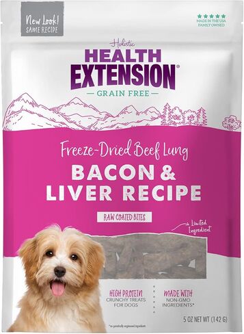 Health Extension Freeze Dried Dog Treats, 5oz (142g) – Bacon and Liver, Gluten & Grain-Free Puppy Training Treats in Saudi Arabia