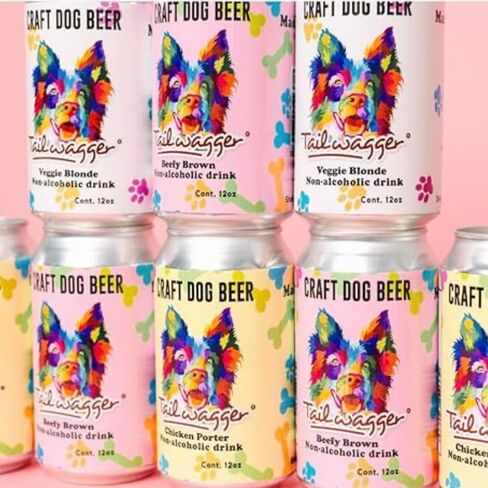 Tailwagger Craft Dog Beer - Beefy Brown Ale - هتاف للمتعة غير الكحولية للأصدقاء ذوي الفراء، مشروب لذيذ وطبيعي لسعادة الذيل في كل رشفة! - عبوة بوزن 12 أونصة مكونة من 4 قطع in Saudi Arabia