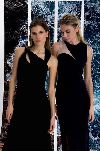 Donna Morgan Asymmetrical Midi Cocktail Sleeveless Wedding Guest Dresses for Women in Saudi Arabia