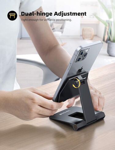 Lamicall Adjustable Cell Phone Stand for Desk - Foldable Aluminum Desktop Phone Holder Cradle Dock, Compatible with Phone 13 12 Mini 11 Pro Xs Xs Max Xr X 8 7 6 6s Plus Smartphones, Tablets (4-11'') in Kuwait