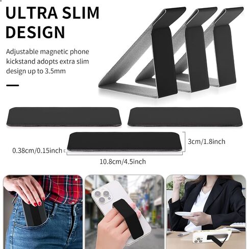 3 Pack Cell Phone Kickstand, Multi-Angle Kickstands, Horizontal & Vertical Phone Stand, Ultra Slim Phone Stand Stick on Phone Kickstand Holder for Most Smartphones(Black) in Saudi Arabia