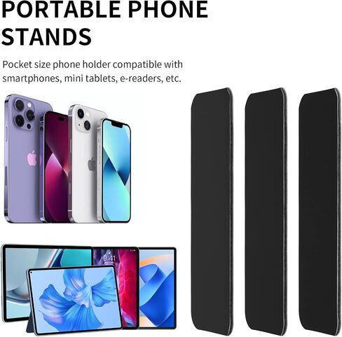 3 Pack Cell Phone Kickstand, Multi-Angle Kickstands, Horizontal & Vertical Phone Stand, Ultra Slim Phone Stand Stick on Phone Kickstand Holder for Most Smartphones(Black) in Saudi Arabia