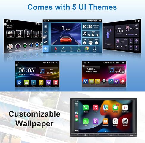 Double Din Car Stereo with Apple Carplay Wireless Android Auto, 7 Inch Touchscreen FM Car Play Audio Radio Screen Receivers with Physical Button Bluetooth Backup Camera Yutube Netflix Voice Control in Kuwait