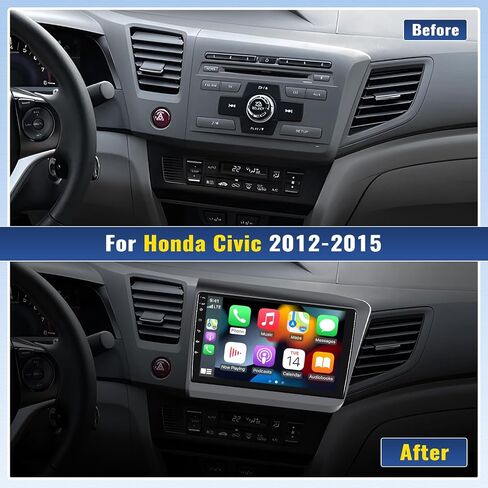2+64G Android 13 Car Stereo for Honda Civic 2012-2015 with Wireless CarPlay Android Auto, 9" IPS Touchscreen in Dash GPS Radio with Navi WiFi Bluetooth FM RDS HiFi EQ SWC + Backup Camera & MIC in Saudi Arabia