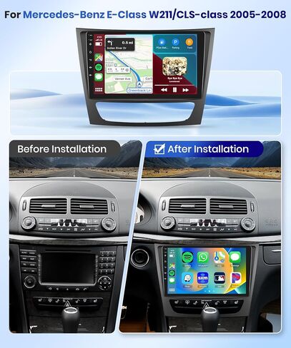 لسيارة Mercedes-Benz E-Class W211/CLS-class 2005-2008 ستيريو راديو السيارة أندرويد، Carplay اللاسلكي Android Auto 9 بوصة مستقبل صوت بلوتوث للسيارة يدعم نظام تحديد المواقع واي فاي كاميرا احتياطية FM/RDS HiFi SWC in Saudi Arabia