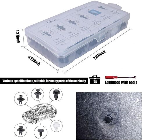 100 PCS Car Door Panel Nylon Buckle Set, 6mm 7.6mm 8mm 8.8mm 10mm 6 Specifications of Screw with Fastener Puller, Bumper Push Type Fixing Rivet Clip, Universal for Car (White & Black) in Saudi Arabia