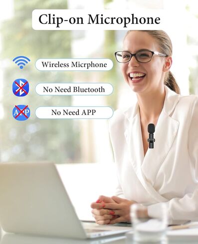 ميكروفون Lavalier لاسلكي استثنائي لأجهزة iPhone/iPad، ميكروفونات لاسلكية قابلة للتوصيل للتسجيل، ميكروفون iPhone لتسجيل الفيديو/البث المباشر/YouTube/Facebook/TikTok/مقابلة in Kuwait