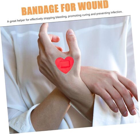 Toddmomy Fingertip Bandages 100pcs Heart Shaped Breathable Patches Adhesive Breathable Bandages Breathable Bandages Childrens Alien Elasticity Kids Adhesive in Saudi Arabia