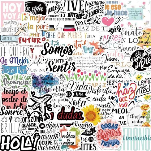 100 Pcs Spanish Inspirational Stickers, Vinyl Waterproof Spanish Motivational Stickers for Teens Adults Students Teachers, Spanish Positive Quote Stickers for Water Bottles, Laptop, Notebook in Saudi Arabia