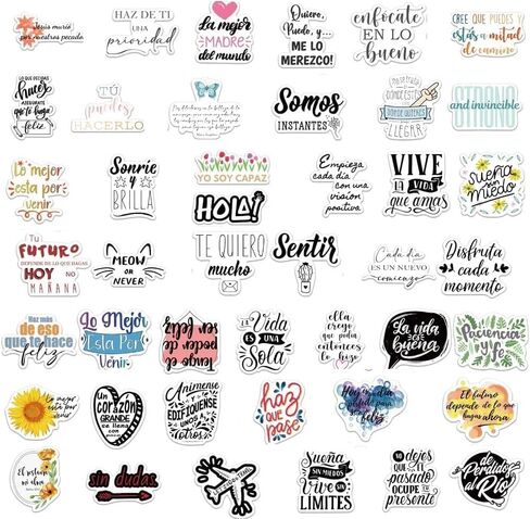 100 Pcs Spanish Inspirational Stickers, Vinyl Waterproof Spanish Motivational Stickers for Teens Adults Students Teachers, Spanish Positive Quote Stickers for Water Bottles, Laptop, Notebook in Saudi Arabia