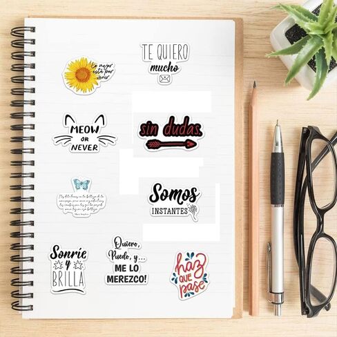 100 Pcs Spanish Inspirational Stickers, Vinyl Waterproof Spanish Motivational Stickers for Teens Adults Students Teachers, Spanish Positive Quote Stickers for Water Bottles, Laptop, Notebook in Saudi Arabia