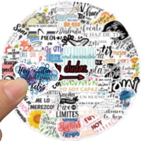 100 Pcs Spanish Inspirational Stickers, Vinyl Waterproof Spanish Motivational Stickers for Teens Adults Students Teachers, Spanish Positive Quote Stickers for Water Bottles, Laptop, Notebook in Saudi Arabia