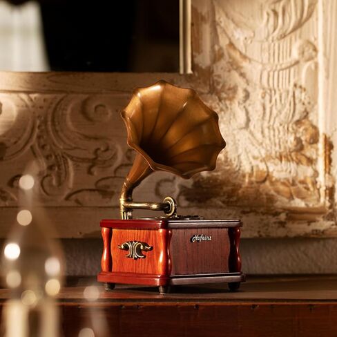 Portable Bluetooth Speakers, Mini Phonograph, USB Music Player, Home and Entertainment Decorations, Holiday, Party and Birthday Gifts (Brown) in Saudi Arabia