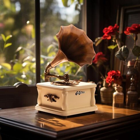 Portable Bluetooth Speakers, Mini Phonograph, USB Music Player, Home and Entertainment Decorations, Holiday, Party and Birthday Gifts (Brown) in Saudi Arabia
