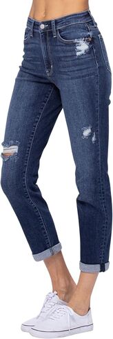 Judy Blue Women's High-Rise Cuffed Destroyed Boyfriend Jeans in Saudi Arabia