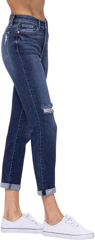 Judy Blue Women's High-Rise Cuffed Destroyed Boyfriend Jeans in Saudi Arabia