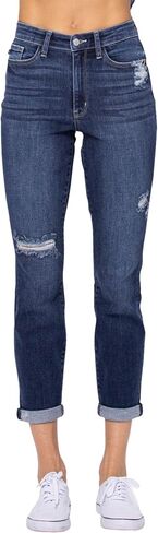 Judy Blue Women's High-Rise Cuffed Destroyed Boyfriend Jeans in Saudi Arabia