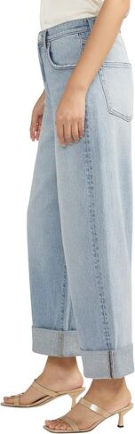 Silver Jeans Co. Women's Baggy Mid Rise Wide Leg Cropped Jeans in Kuwait