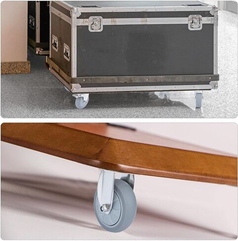 مجموعة عجلات 5 بوصات مكونة من 4 عجلات مطاطية شديدة التحمل مع قفل الفرامل، عجلات صناعية دوارة 360 درجة، عجلة مطاطية صامتة لطاولة العمل والعربة والأثاث (2 دوارة مع فرامل، 2 ثابتة) in Kuwait