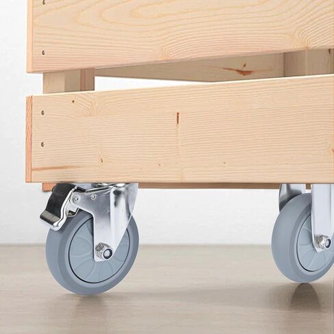 مجموعة عجلات 5 بوصات مكونة من 4 عجلات مطاطية شديدة التحمل مع قفل الفرامل، عجلات صناعية دوارة 360 درجة، عجلة مطاطية صامتة لطاولة العمل والعربة والأثاث (2 دوارة مع فرامل، 2 ثابتة) in Kuwait