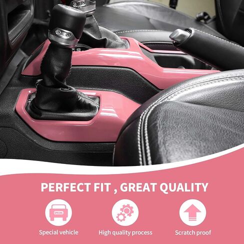 JL Gear Shift Panel Cover & Four-Wheel Drive Cup Holder Panel Trim Compatible with 2018-2023 Jeep Wrangler JL JLU & Gladiator JT, Pink in Saudi Arabia
