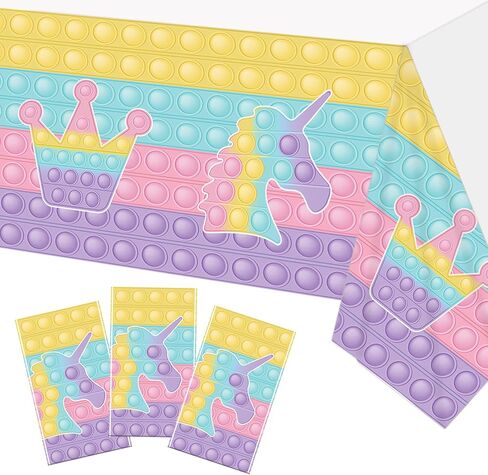 KaKan 3 Pack Pop Party Tablecloth, Pop Birthday Decorations for Girls, Pop Birthday Crown Table Cover for Girls Party Decorations in Saudi Arabia