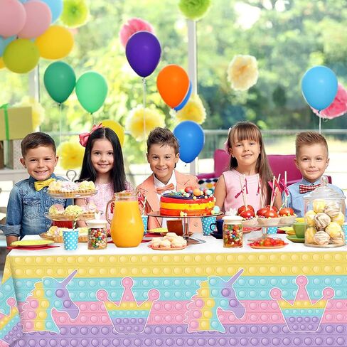 KaKan 3 Pack Pop Party Tablecloth, Pop Birthday Decorations for Girls, Pop Birthday Crown Table Cover for Girls Party Decorations in Saudi Arabia