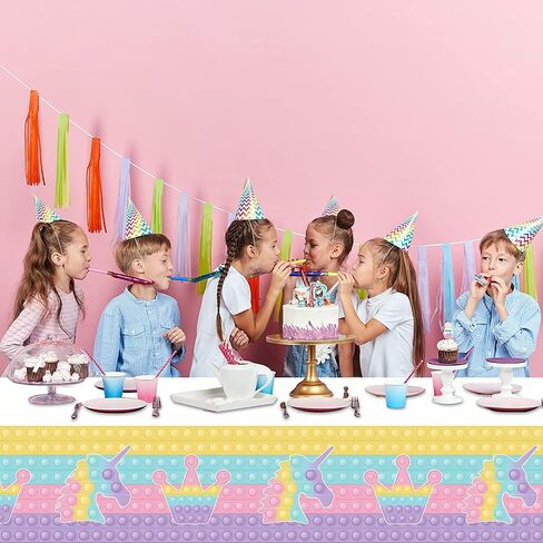 KaKan 3 Pack Pop Party Tablecloth, Pop Birthday Decorations for Girls, Pop Birthday Crown Table Cover for Girls Party Decorations in Saudi Arabia