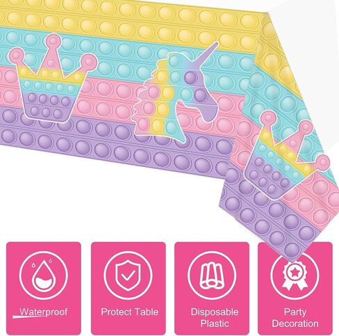 KaKan 3 Pack Pop Party Tablecloth, Pop Birthday Decorations for Girls, Pop Birthday Crown Table Cover for Girls Party Decorations in Saudi Arabia
