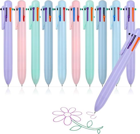 10 عبوات أقلام متعددة الألوان، قلم متعدد الألوان 6 في 1، قلم حبر متعدد الألوان 0.5 مم في قلم واحد، أقلام متعددة الألوان للمكتب والمنزل واللوازم المدرسية وهدية الطلاب والأطفال in Kuwait