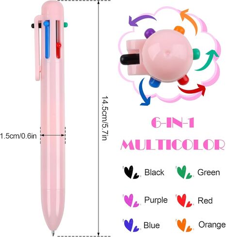 10 عبوات أقلام متعددة الألوان، قلم متعدد الألوان 6 في 1، قلم حبر متعدد الألوان 0.5 مم في قلم واحد، أقلام متعددة الألوان للمكتب والمنزل واللوازم المدرسية وهدية الطلاب والأطفال in Kuwait