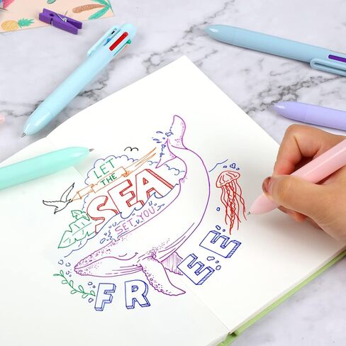 10 عبوات أقلام متعددة الألوان، قلم متعدد الألوان 6 في 1، قلم حبر متعدد الألوان 0.5 مم في قلم واحد، أقلام متعددة الألوان للمكتب والمنزل واللوازم المدرسية وهدية الطلاب والأطفال in Kuwait