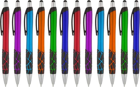 Stylus Pens -2 in1 Capactive Touch Screen with Ballpoint Writing Pen Sensitive Stylus Tip For Your iPad iPhone Samsung Galaxy & All Smart Devices -Metallic Barrel - Assorted Colors Comfy Grips,12 Pack in Saudi Arabia