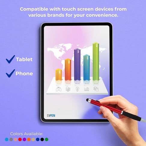 Stylus Pens -2 in1 Capactive Touch Screen with Ballpoint Writing Pen Sensitive Stylus Tip For Your iPad iPhone Samsung Galaxy & All Smart Devices -Metallic Barrel - Assorted Colors Comfy Grips,12 Pack in Saudi Arabia